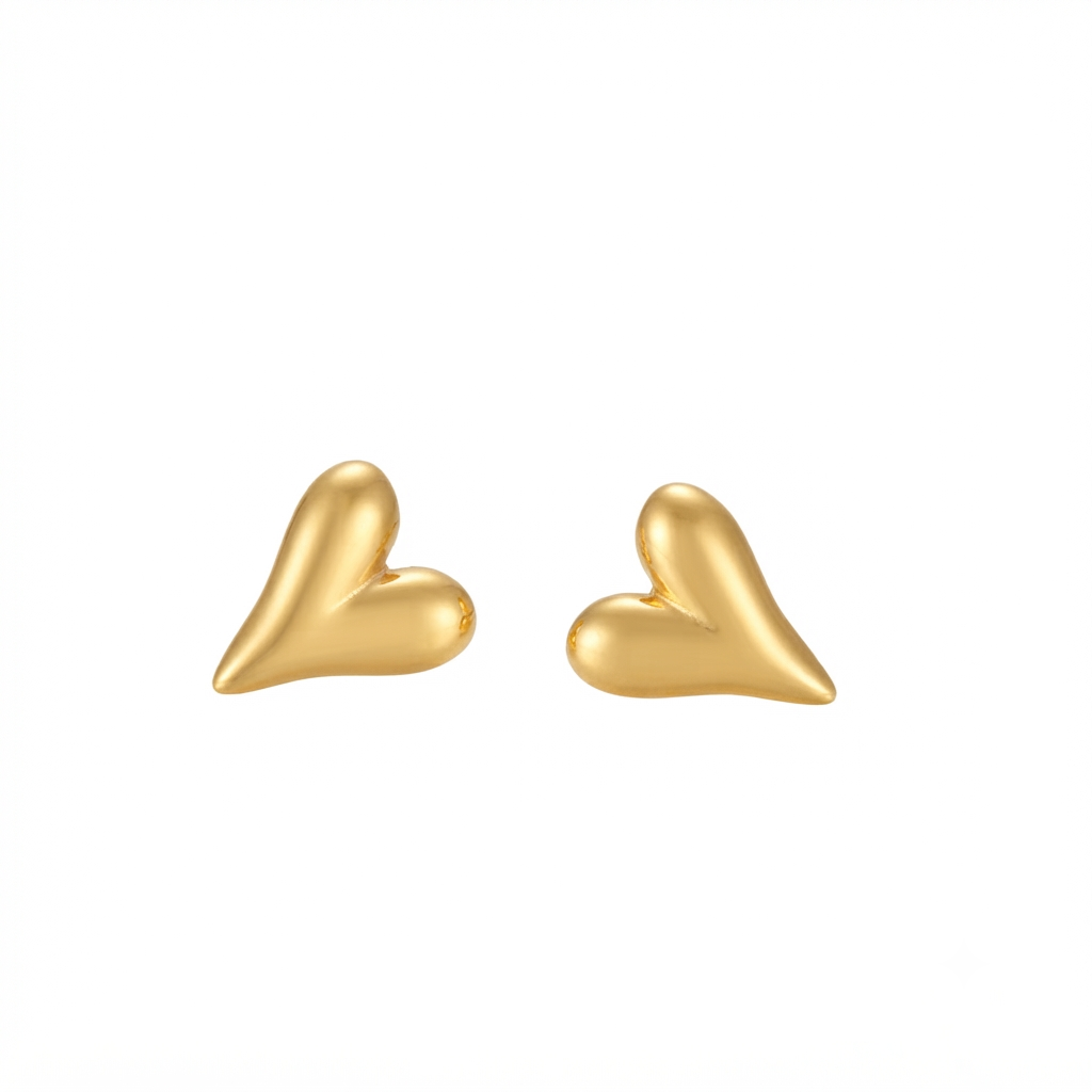 Baño de oro 18K.29 Aretes de corazón pegados