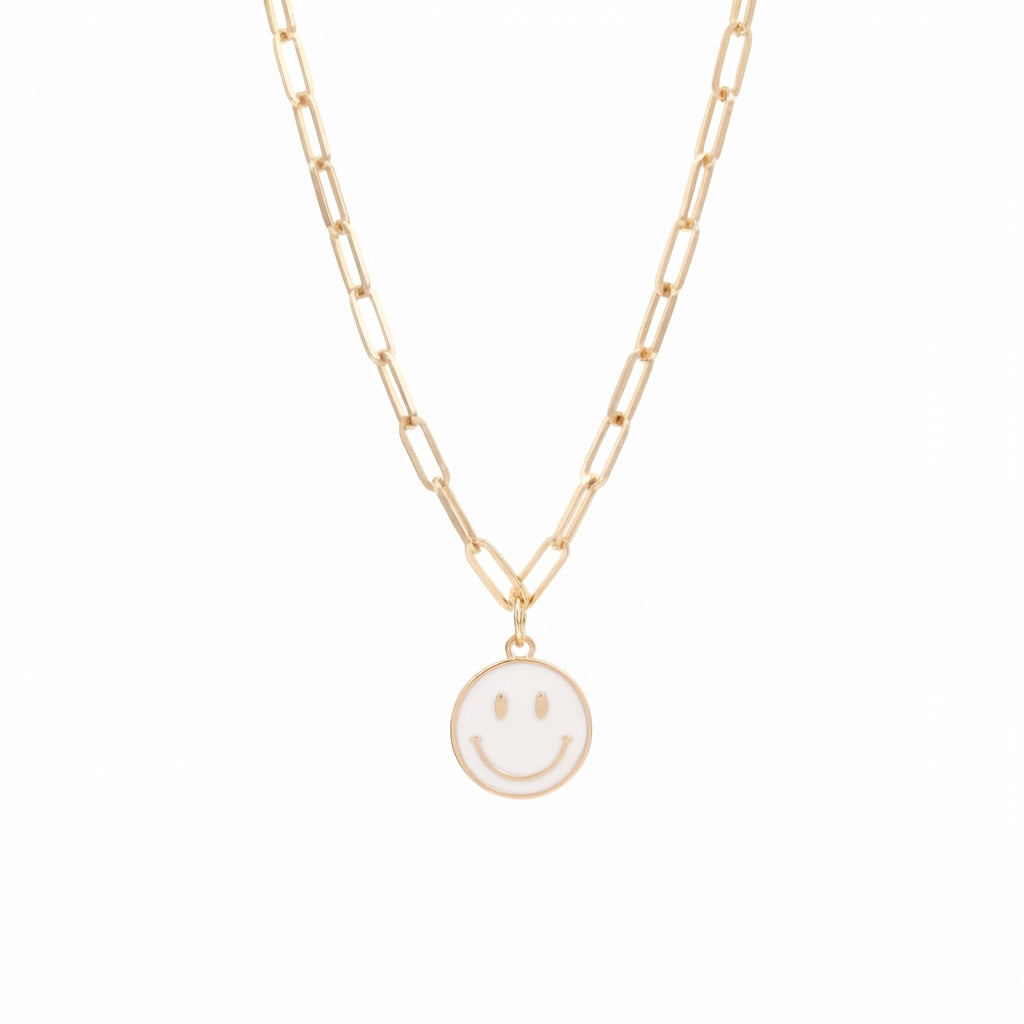Fantasía fina CO.35 Collar de carita feliz blanca
