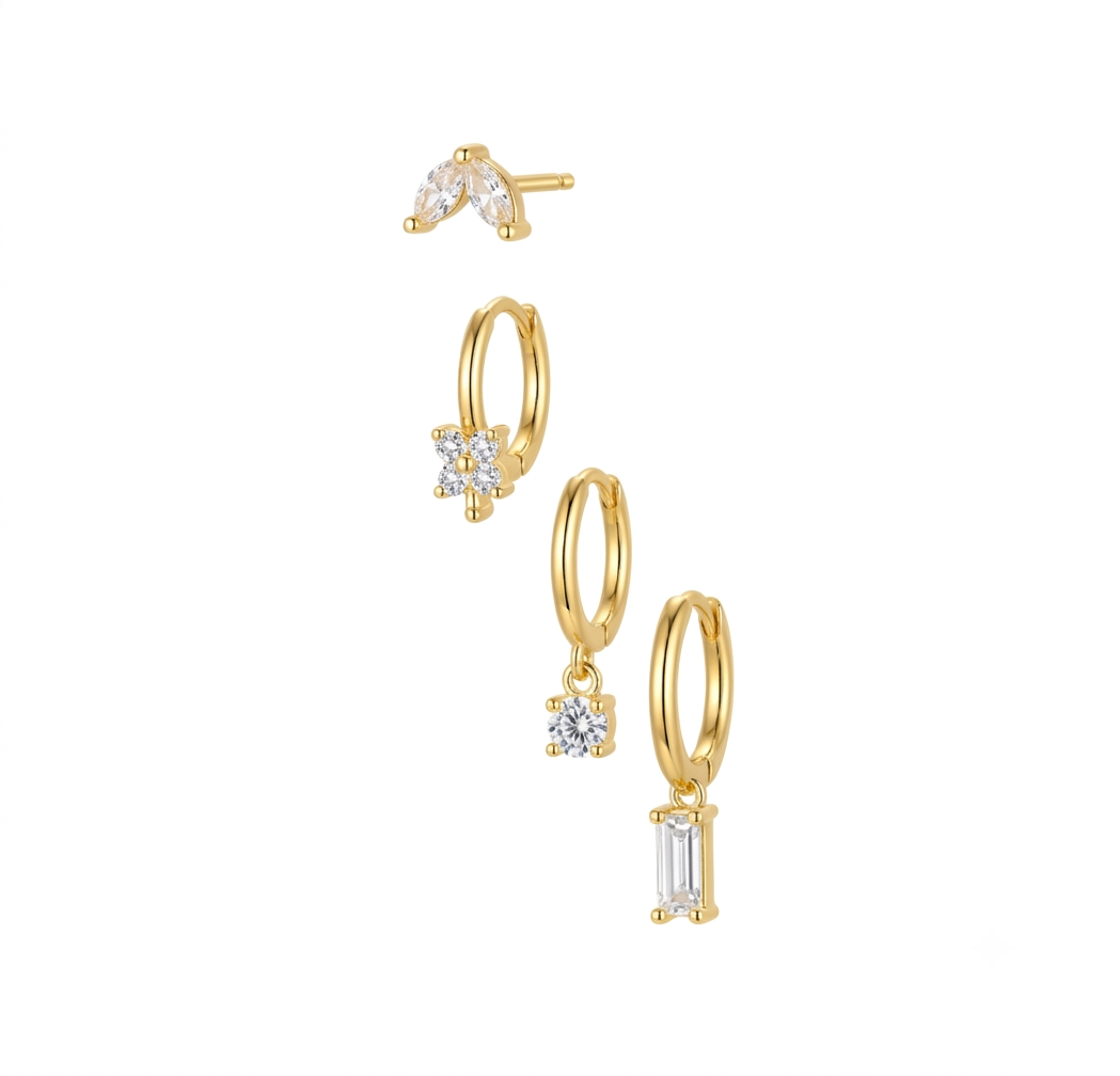 Baño de oro 18K.182 Piercing con circonias baño de oro
