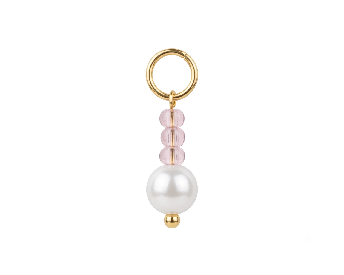 CHARM.20 Charm de perlas rosa con blanco