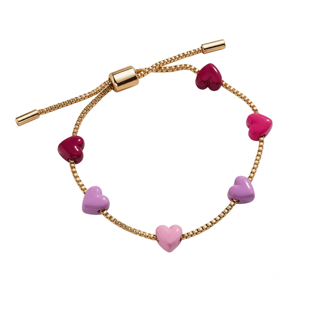 COB.2 Pulsera para niña de corazones rosa