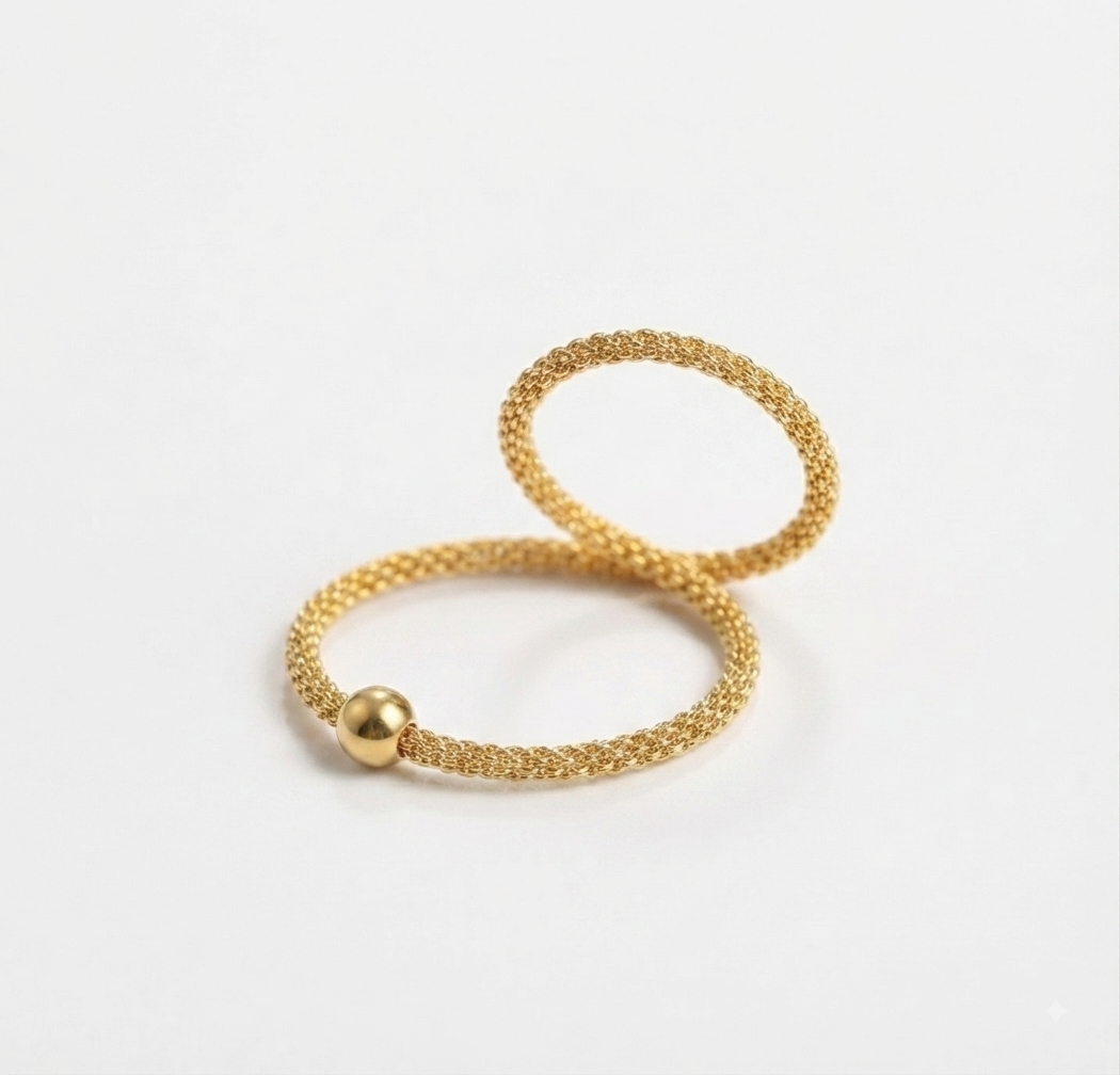 Baño de oro 18K.224 Anillo de perlita dorada talla 6