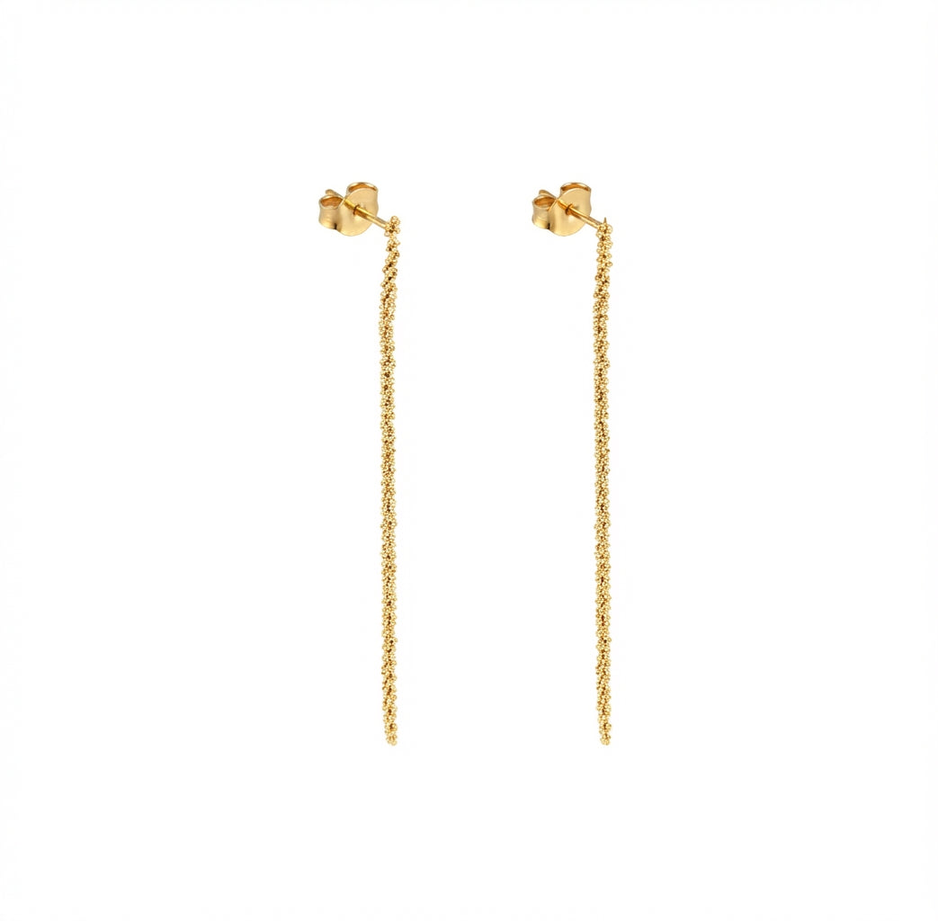 Baño de oro 18K.225 Aretes largos dorados con baño de oro