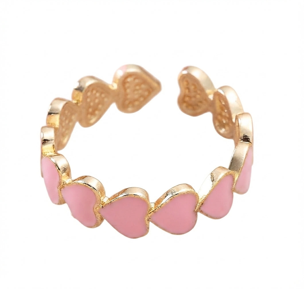 Fantasía fina ANI.67 Anillo de corazones rosados