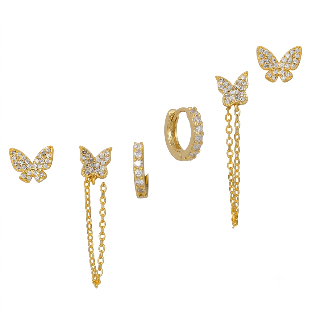 Baño de oro 18k.286 piercing de mariposas