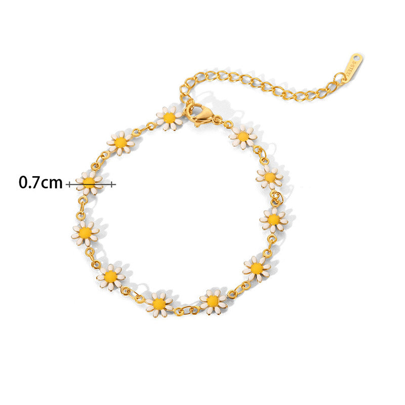 Baño de oro 18k.259 Pulsera de margaritas con color