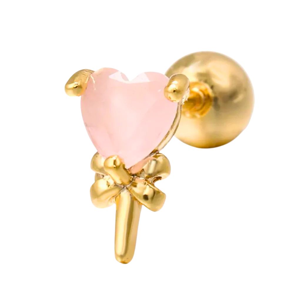 Baño de oro 18k.281 Piercing de corazón rosado