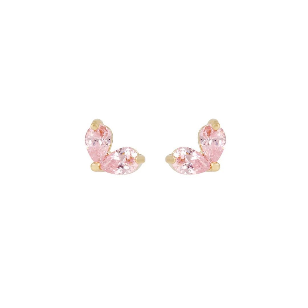 Baño de oro 18k.290 Aretes de circonias rosadas