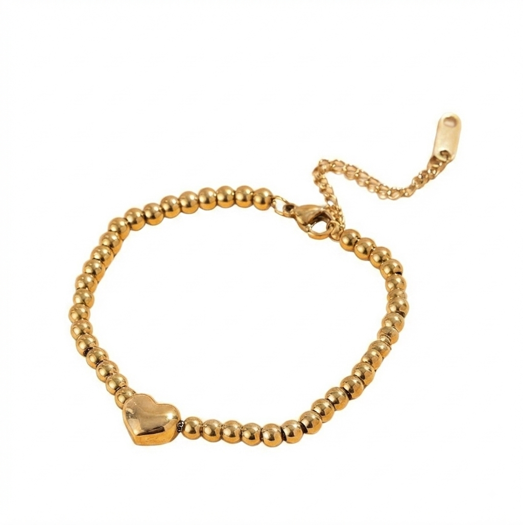 Baño de oro 18K.105 Pulsera de corazón con baño de oro