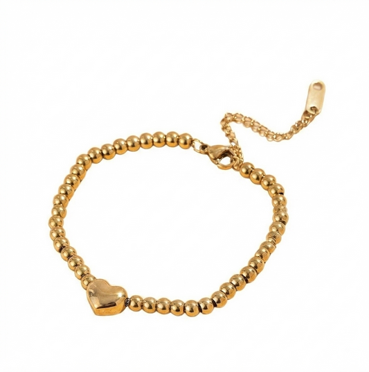 Baño de oro 18K.105 Pulsera de corazón con baño de oro