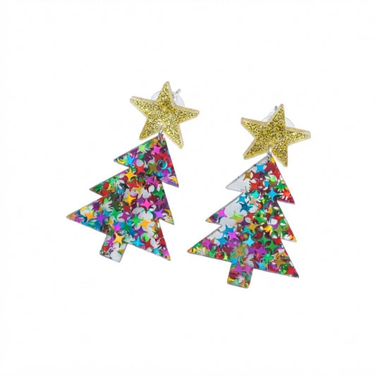 Acrílico NAV.13 Aretes arbolitos de navidad con estrellas