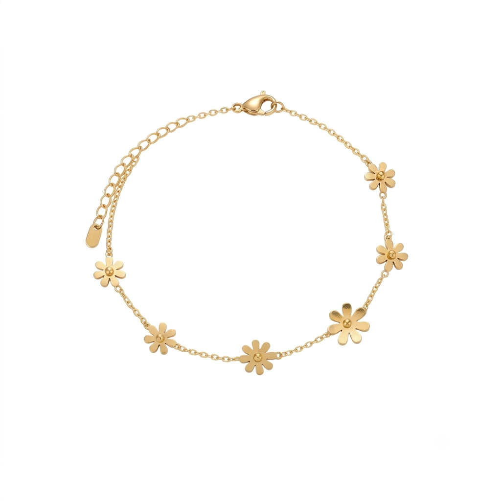 Baño de oro 18k.168 Pulsera de margaritas