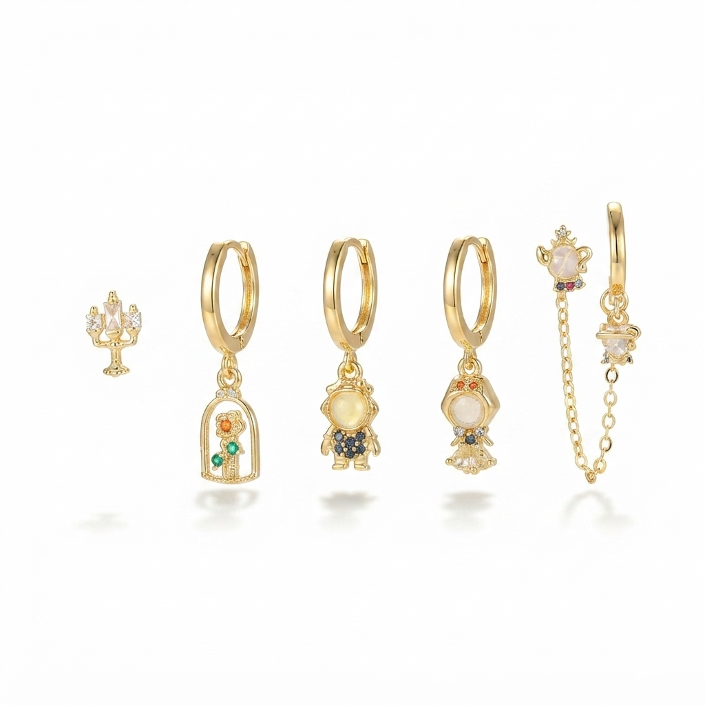Baño de oro 18K.189 Piercing Disney la bella y la bestia