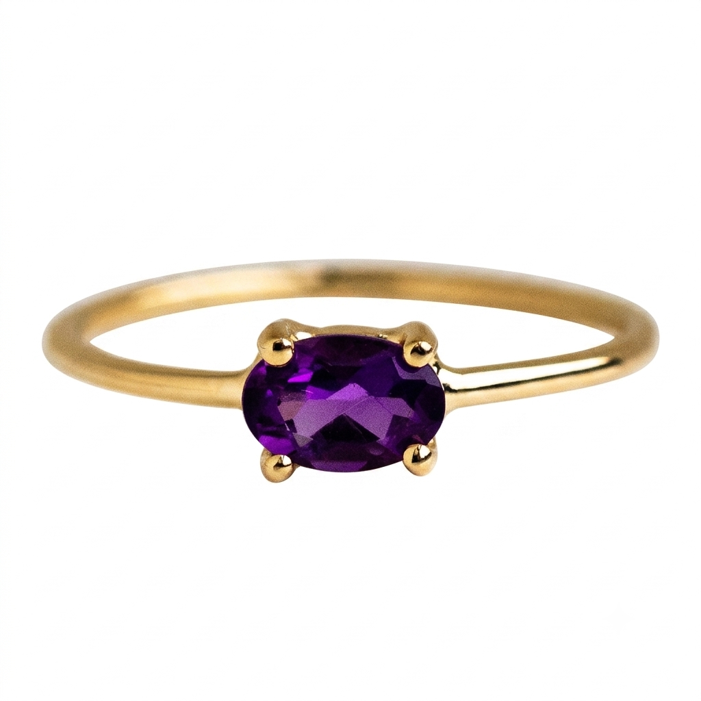 Baño de oro 18k.297 Anillo con circonia morada