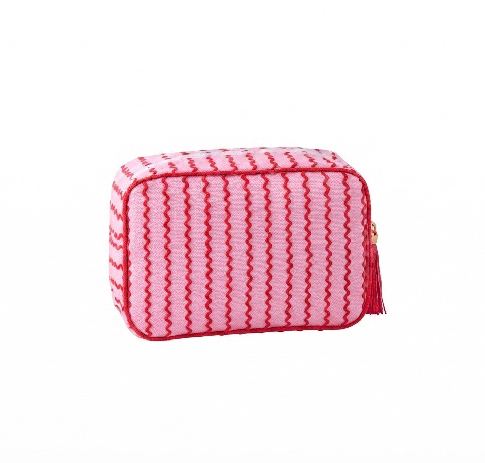 COSME.1 Cosmetiquera rosado con rojo