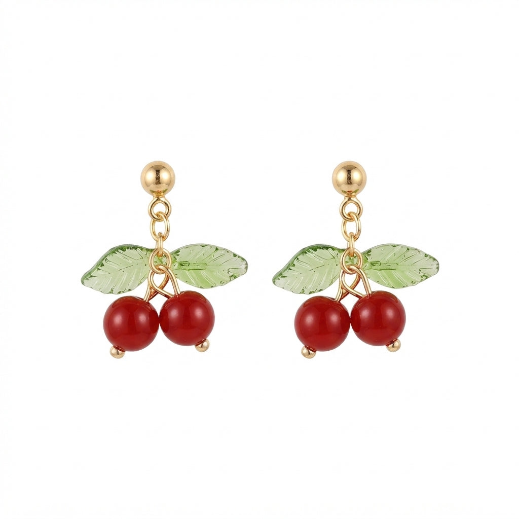 Fantasía fina ARE.152 Aretes pequeños cherry