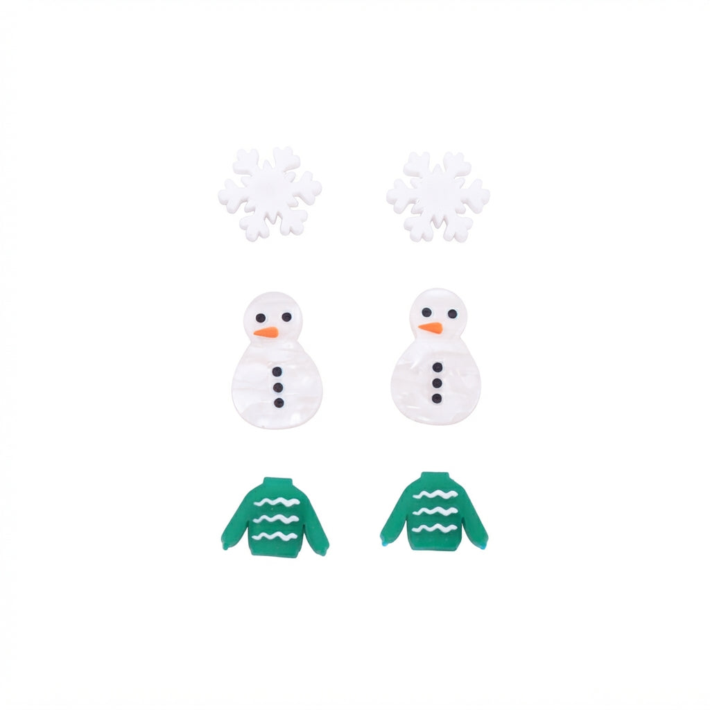 Acrílico NAV.22 Set de aretes navideños con copitos de nieve