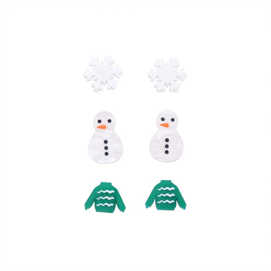Acrílico NAV.22 Set de aretes navideños con copitos de nieve