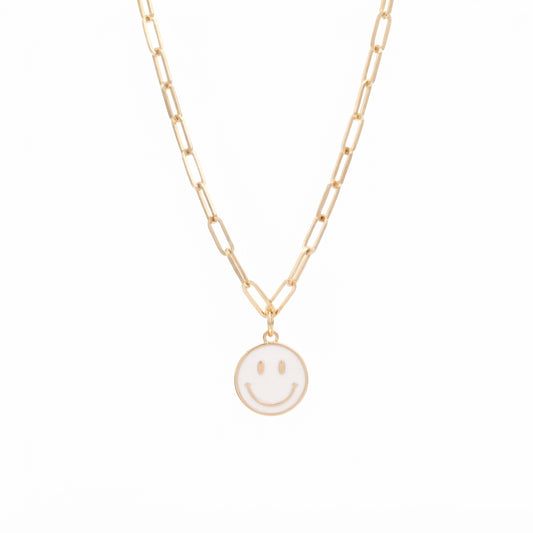 Fantasía fina CO.35 Collar de carita feliz blanca