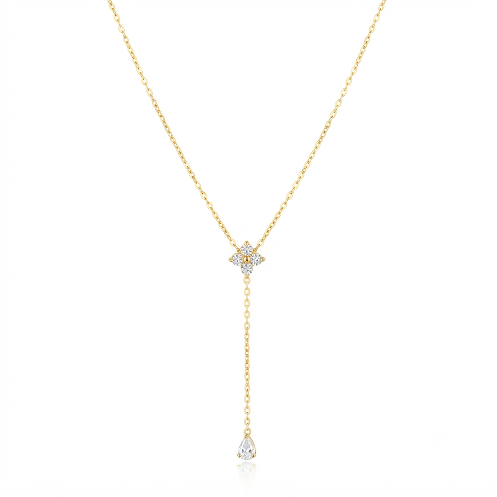 Baño de oro 18k.279 Cadena de florecita con circonias