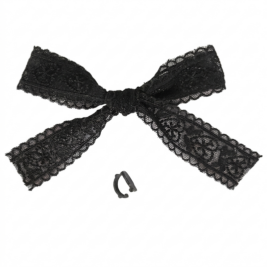 CHARM.12 Charm de tenis moña de encaje negro