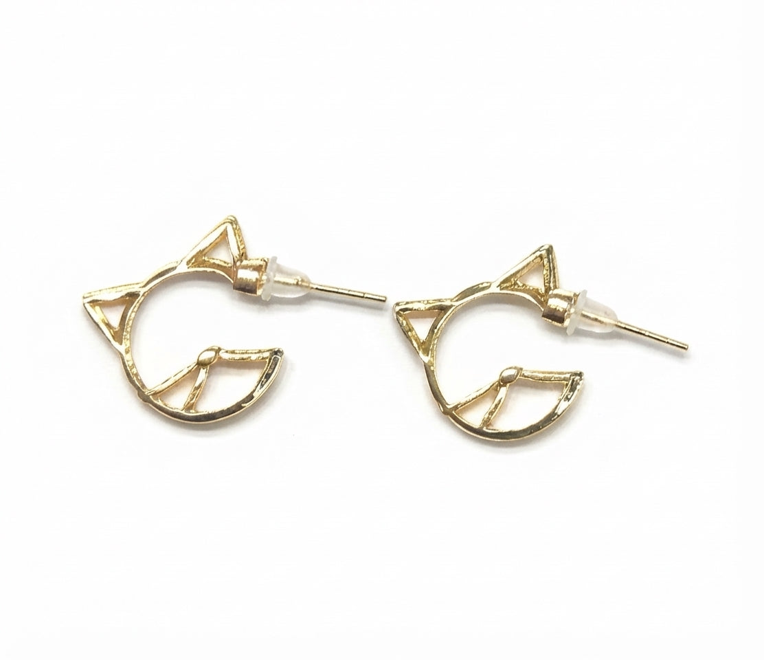 Fantasía fina ARE.161 Aretes dorados de gatito
