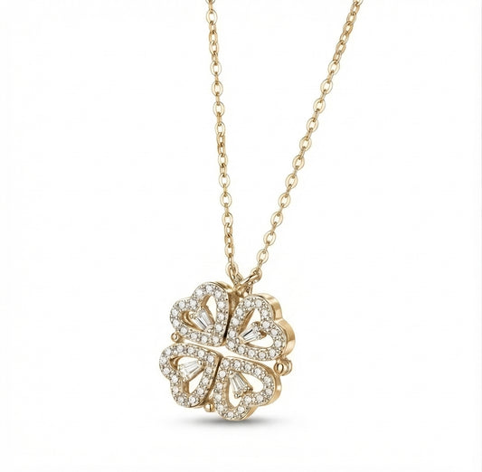 Aleación de zinc CO.106 Collar de corazón y trébol dorado