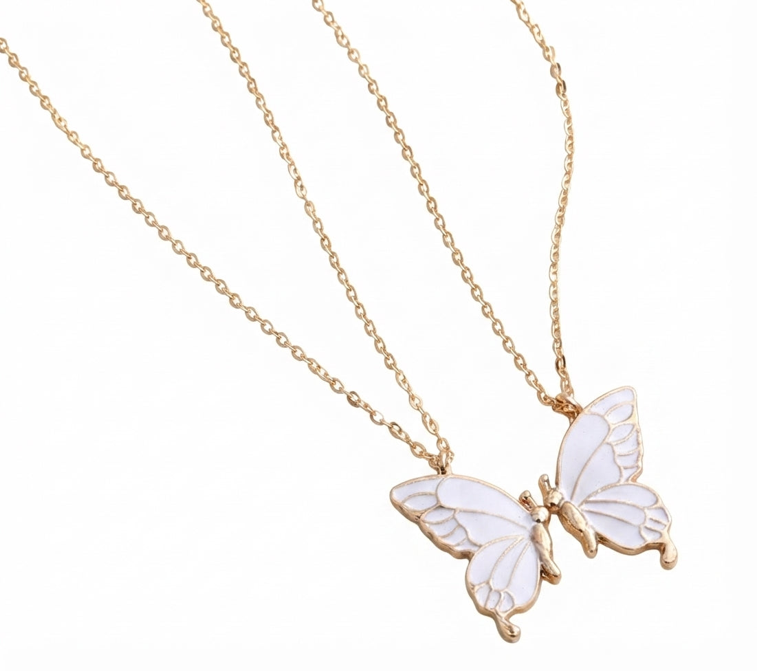 Aleación de zinc SAN.3 Collar de la amistad mariposas blancas