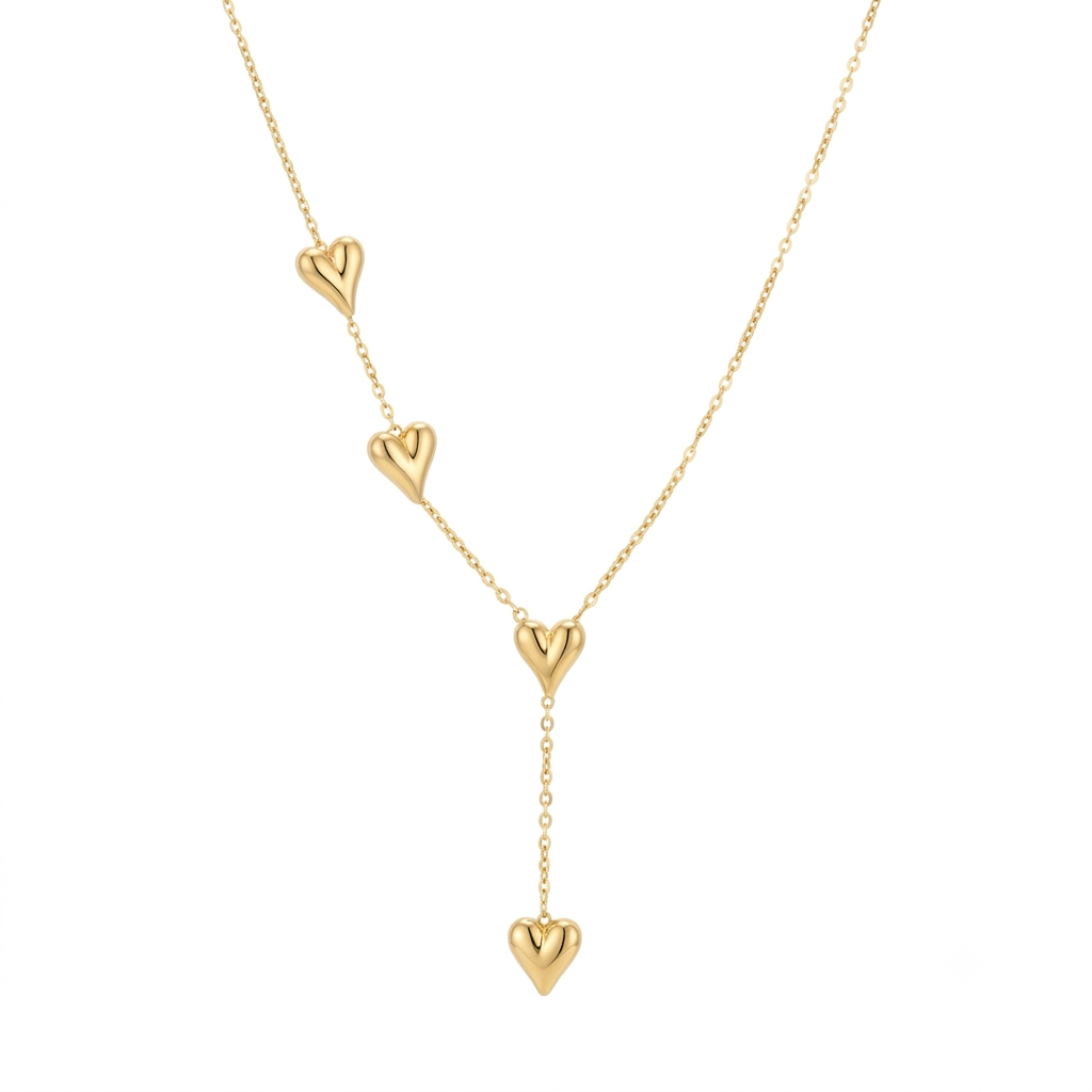 Baño de oro 18k.85 Collar de corazones