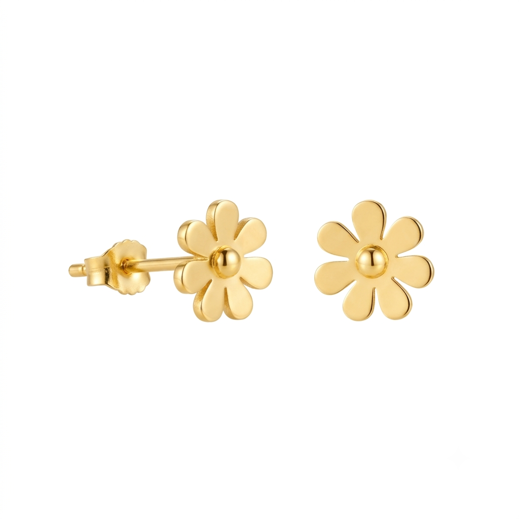 Baño de oro 18k.251 Aretes de margarita