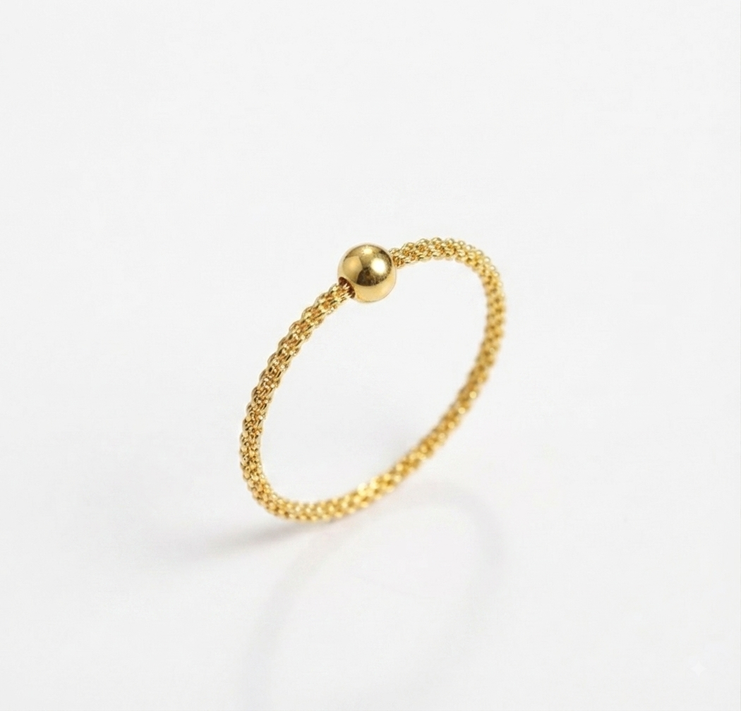 Baño de oro 18K.224 Anillo de perlita dorada talla 6