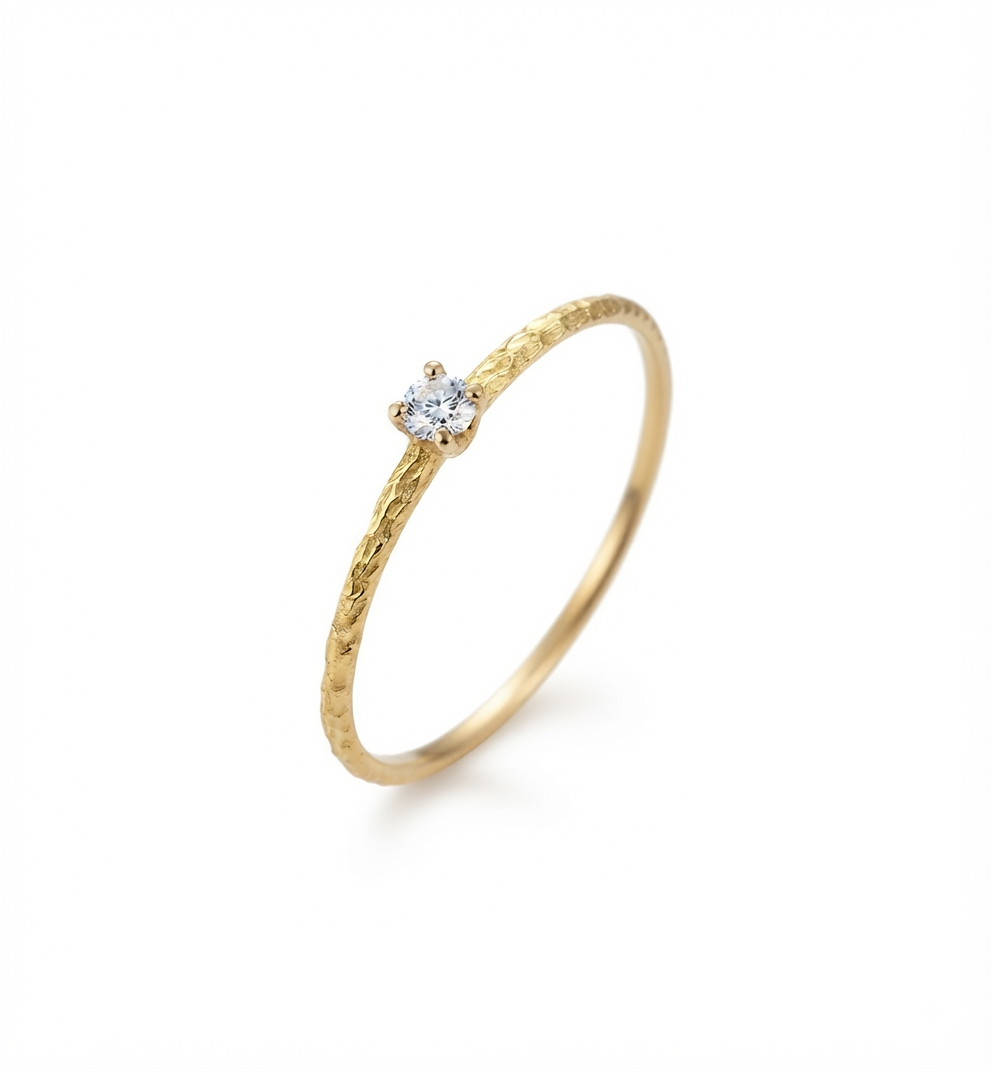 Baño de oro 18K.150 Anillo de diamante baño de oro talla 8