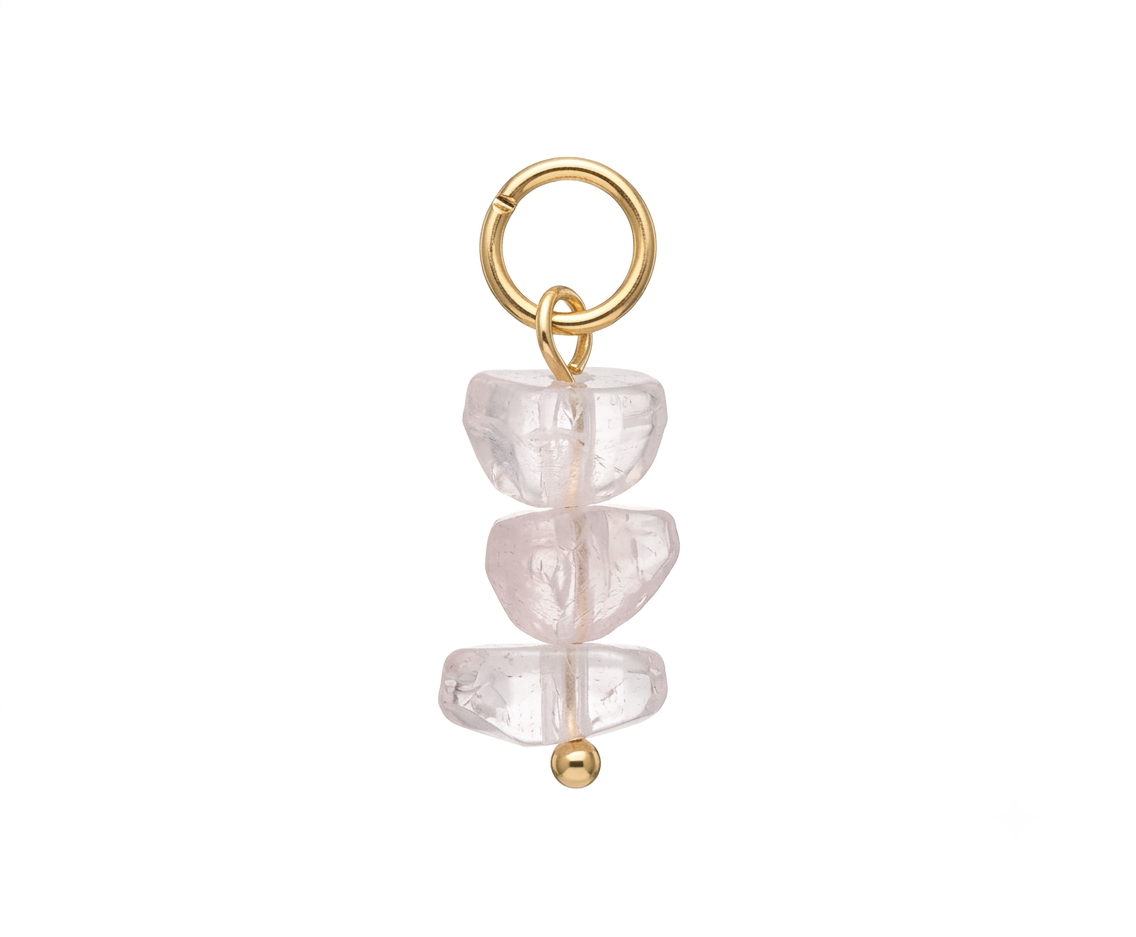 CHARM.18 Charm de perlas rosa transparente