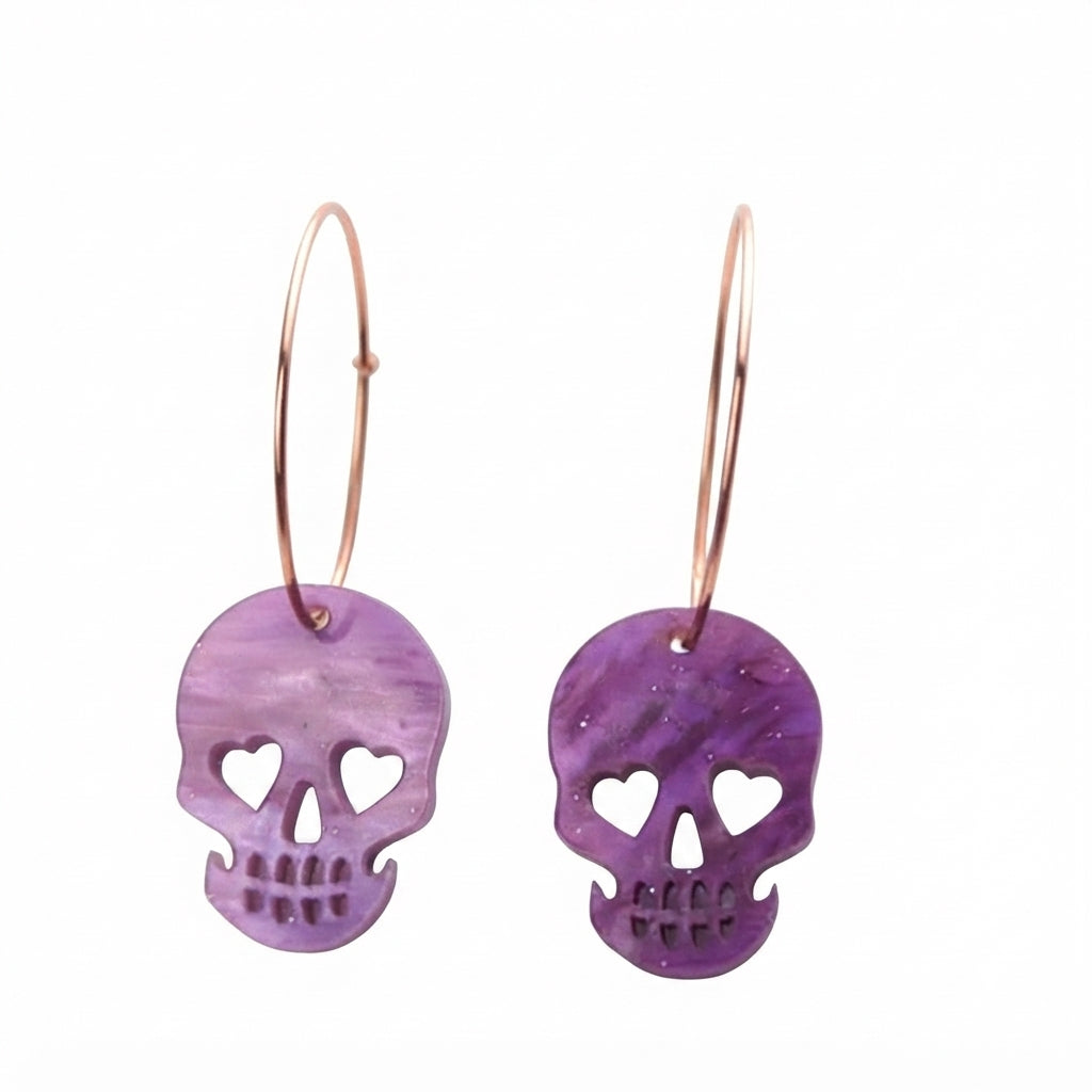 Acrílico HALL.9 Aretes de calavera lila