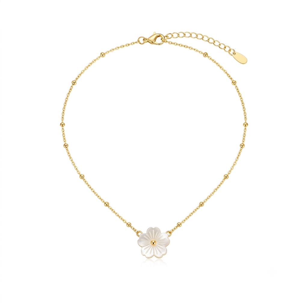 Baño de oro 18k.247 Cadenita de florecita blanca