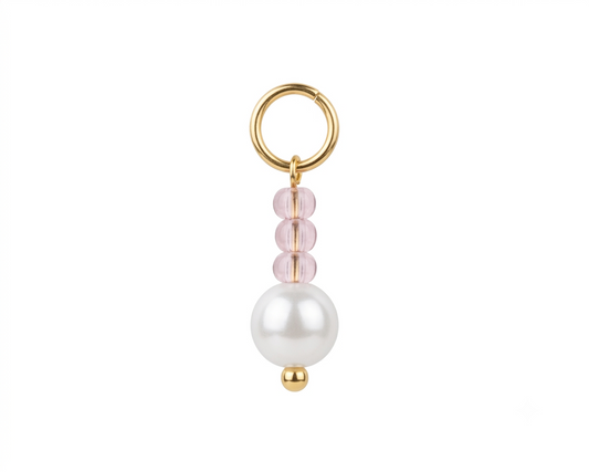 CHARM.20 Charm de perlas rosa con blanco