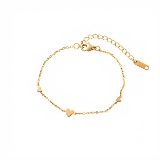 Baño de oro 18k.62 Pulsera de corazones