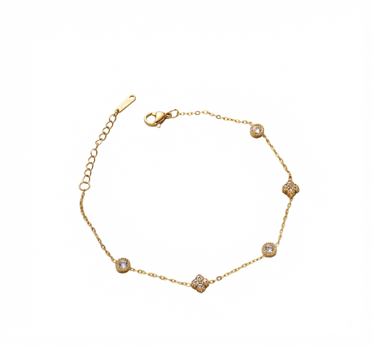 Baño de oro 18K.205 Pulsera dorada con circonias