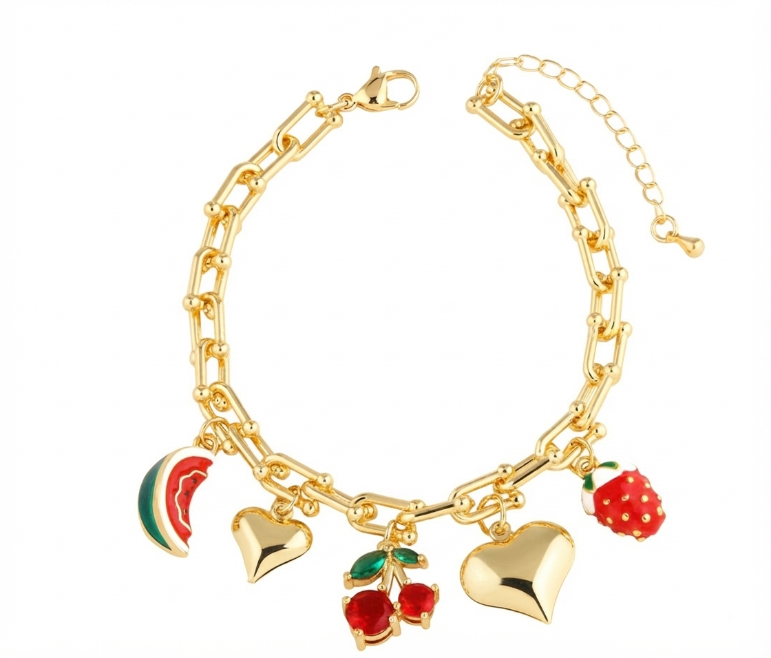 Baño de oro 18K.112 Pulsera de corazón con baño de oro