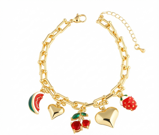 Baño de oro 18K.112 Pulsera de corazón con baño de oro