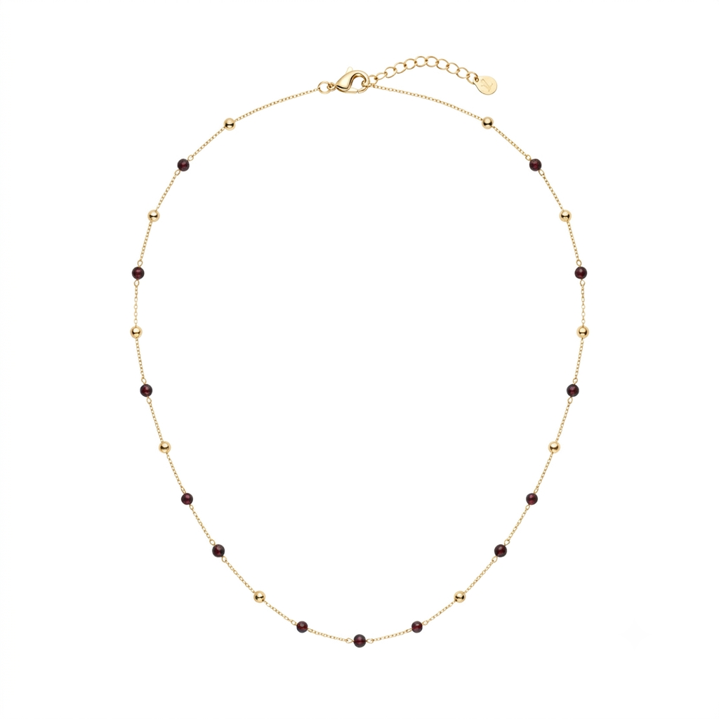 Baño de oro 18k.261 Cadena de perlitas oscuras