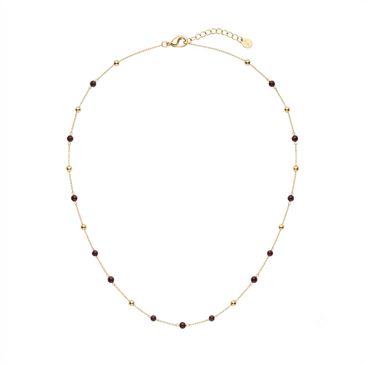 Baño de oro 18k.261 Cadena de perlitas oscuras
