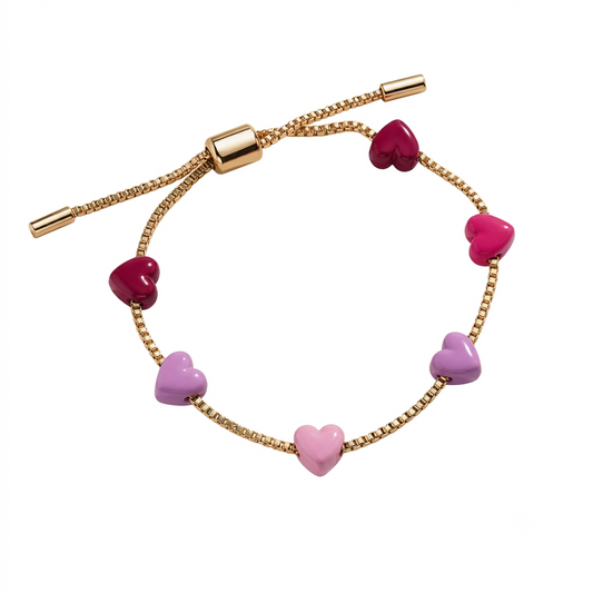 COB.2 Pulsera para niña de corazones rosa