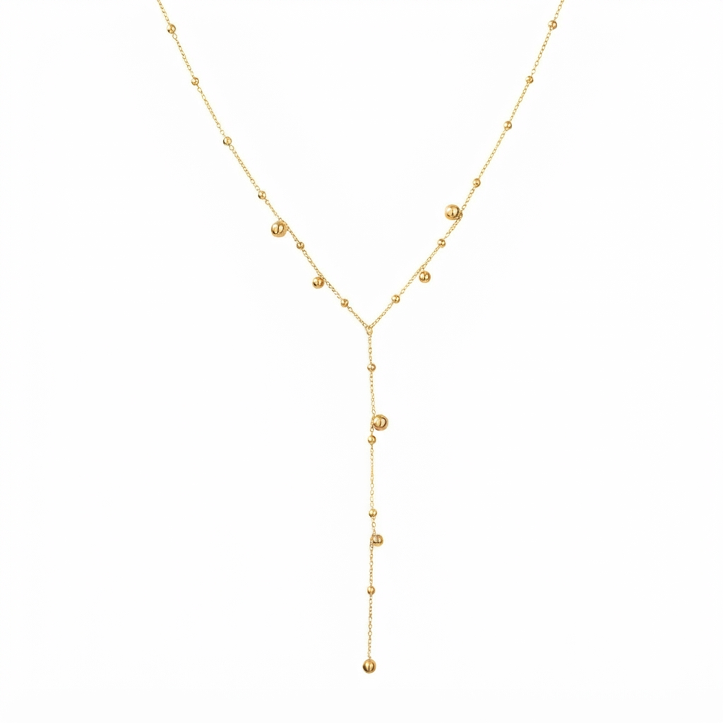 Baño de oro 18k.206 Collar largo de perlas doradas