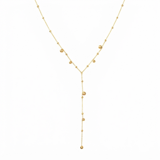 Baño de oro 18k.206 Collar largo de perlas doradas