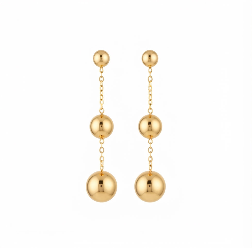 Baño de oro 18K.165 Aretes largos dorados