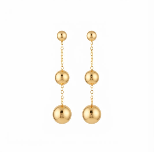 Baño de oro 18K.165 Aretes largos dorados