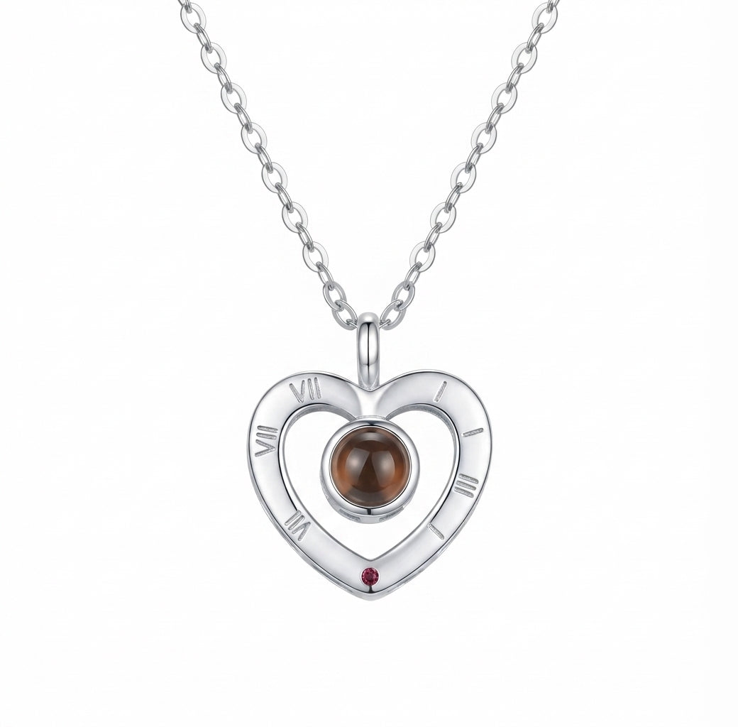 Fantasía fina CO.104 Collar de te amo en 100 idiomas plateado