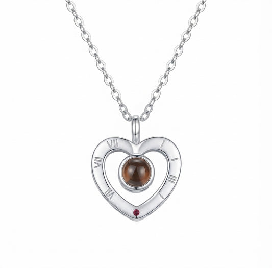 Fantasía fina CO.104 Collar de te amo en 100 idiomas plateado