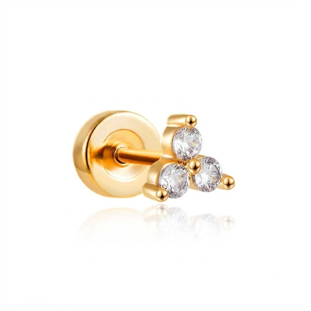Baño de oro 18K.171 Piercing con circonia baño de oro